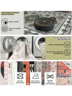 Kurzflor-Teppich in Hellbraun/ Grau/ Beige