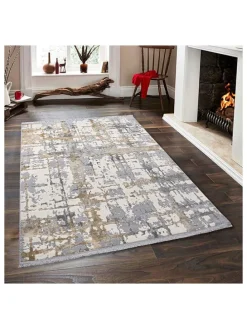 Kurzflor-Teppich "Notta" in Grau/ Beige