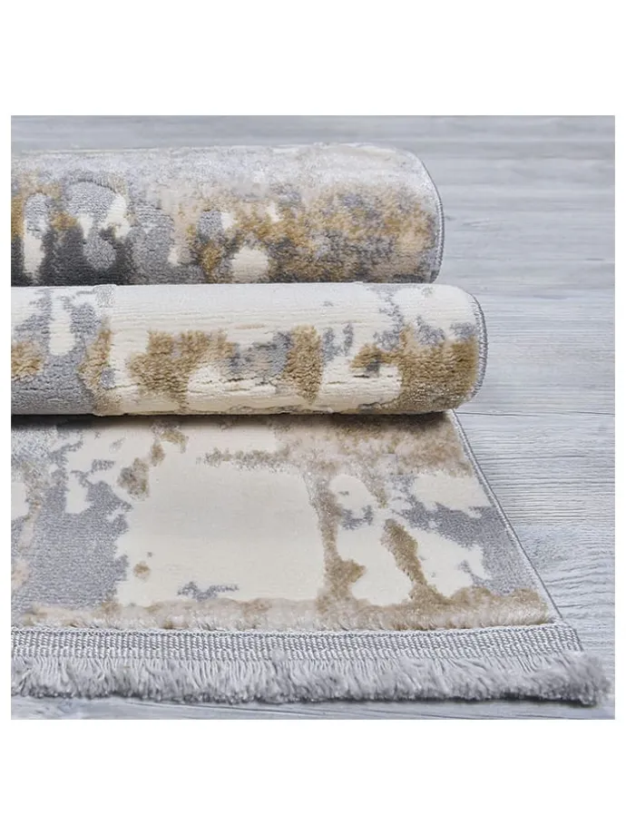 Kurzflor-Teppich "Notta" in Grau/ Beige