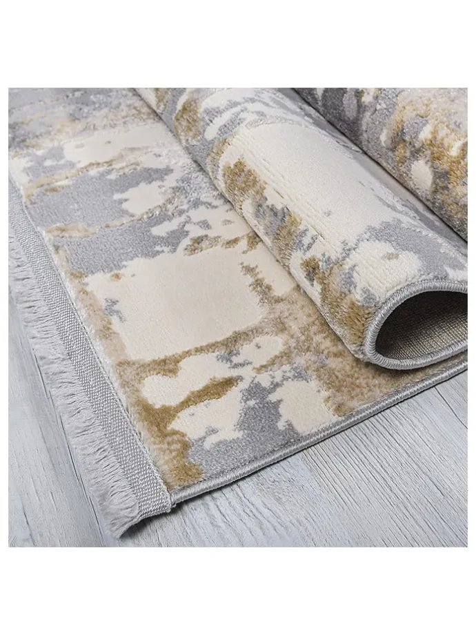 Kurzflor-Teppich "Notta" in Grau/ Beige