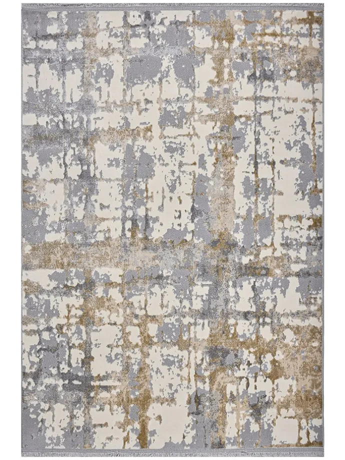 Kurzflor-Teppich "Notta" in Grau/ Beige