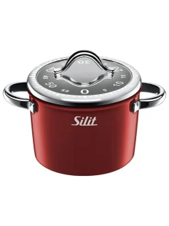 Kurzzeitwecker "Vitaliano Rosso" in Silber/ Rot - Ø 5,5 cm