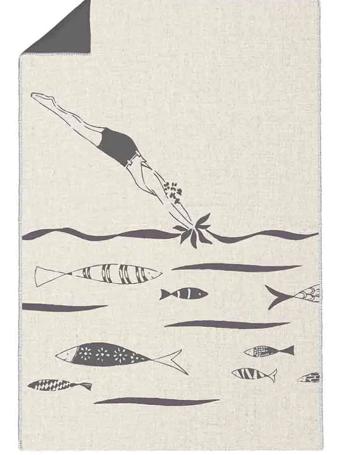 Kuscheldecke "Atelier Plongeuse" in Creme - (L)200 x (B)140 cm