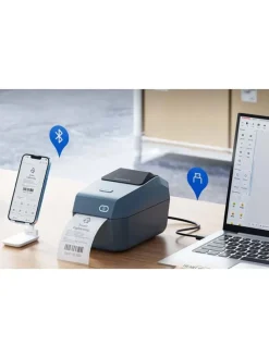 K3W Tragbarer Etikettendrucker Bluetooth Blau