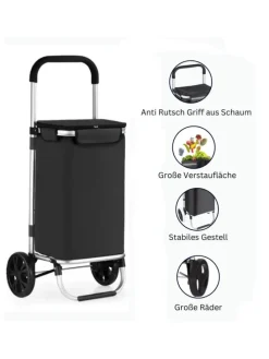 40L Einkaufswagen Trolley in Schwarz