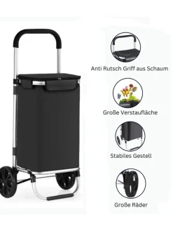 40L Einkaufswagen Trolley in Schwarz
