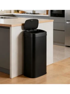 68L Mülleimer Küche 2 Fächer mit Sensor in Schwarz