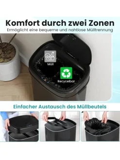 58L Mülleimer Küche mit Sensor in Schwarz