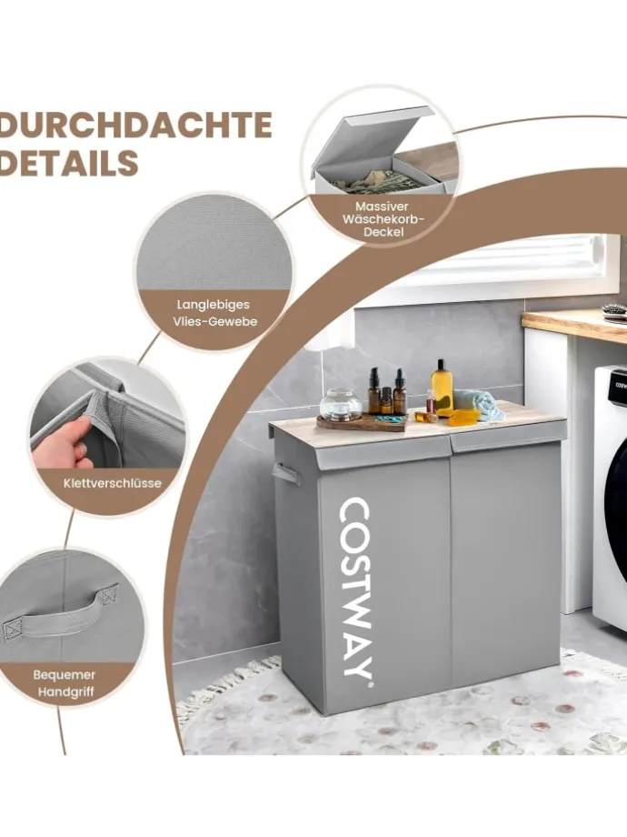 105L Wäschekorb in Grau