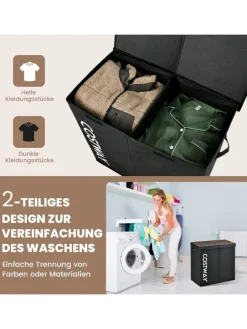 105L Wäschekorb in Schwarz