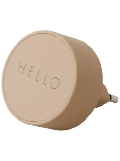 Ladestecker "Hello" in Beige - Ø 4,5 cm