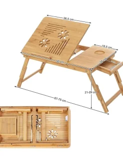 Laptoptisch in Hellbraun - (B)55 x (H)29 x (T)35 cm