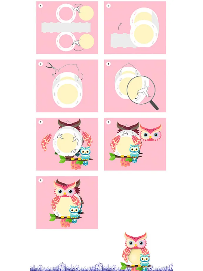 Laternen-Bastelset "Easy Line - Eule" in Bunt