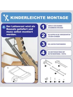 Lattenrost Ergo mit Motor, Kopf- und Fußteil elektrisch verstellbar in Natur