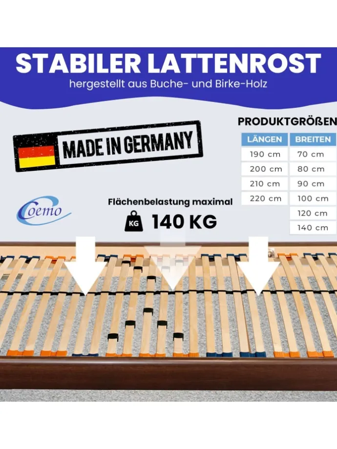 Lattenrost Multira Kopfteil verstellbar in Natur