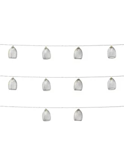 LED Deko Lichterkette Glamour 10 Lampenschirme L: 1,8m in silber