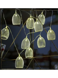 LED Deko Lichterkette Glamour 10 Lampenschirme L: 1,8m in silber