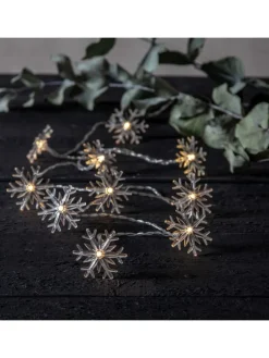 LED Deko Lichterkette Schneeflocken Timer L: 1,35m in transparent