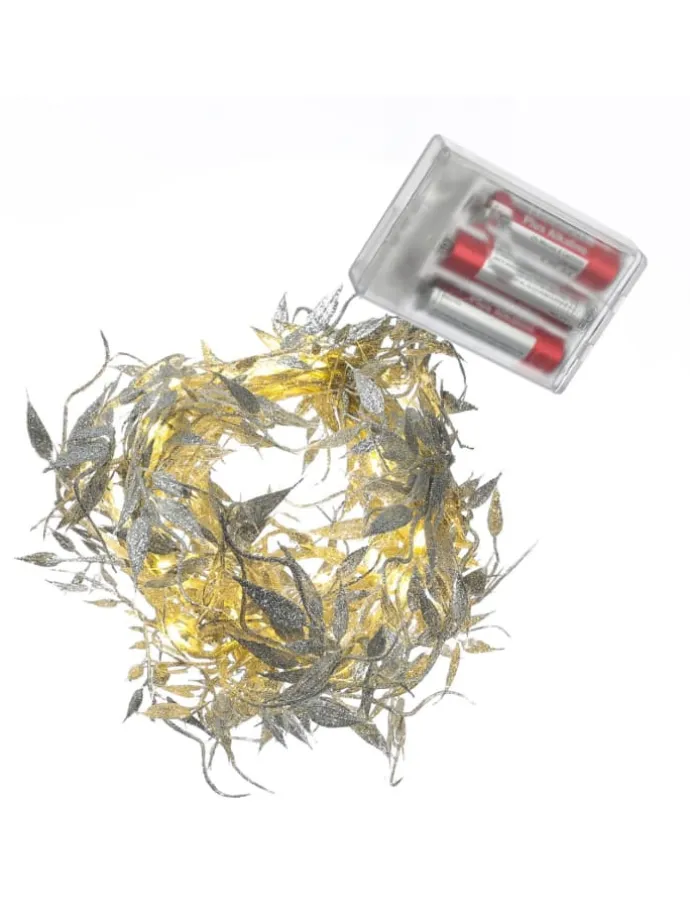 LED Drahtlichterkette glitzernde Blätter 30 LED L: 150cm in silber