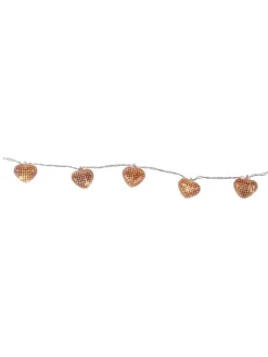 LED Lichterkette 10 leuchtende Herzen L: 90cm in kupfer