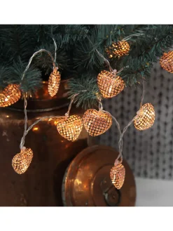 LED Lichterkette 10 leuchtende Herzen L: 90cm in kupfer