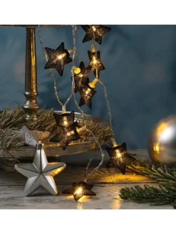 LED Lichterkette Sterne Dekolichterkette Weihnachten 0,9m in schwarz