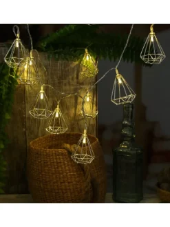 LED Lichterkette DIAMANT 10 kleine beleuchtete Rubine L: 1,6m in silber