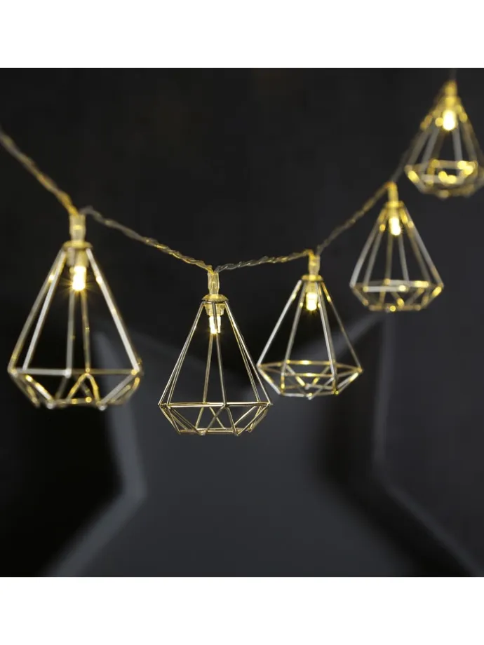 LED Lichterkette DIAMANT 10 kleine beleuchtete Rubine L: 1,6m in silber