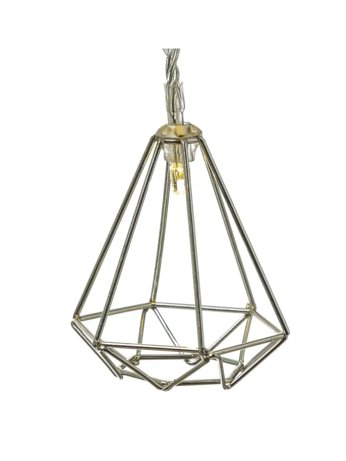 LED Lichterkette DIAMANT 10 kleine beleuchtete Rubine L: 1,6m in silber