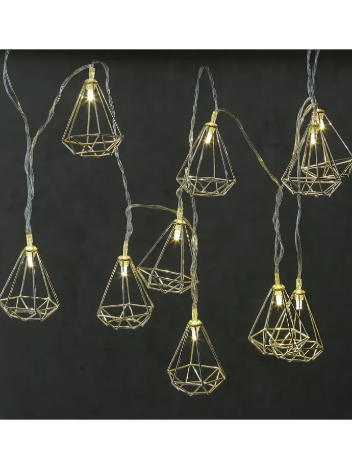 LED Lichterkette DIAMANT 10 kleine beleuchtete Rubine L: 1,6m in silber