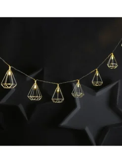 LED Lichterkette DIAMANT 10 kleine beleuchtete Rubine L: 1,6m in silber