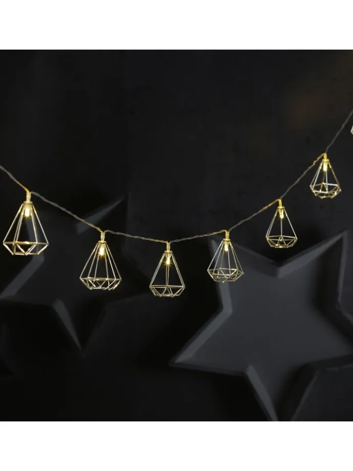 LED Lichterkette DIAMANT 10 kleine beleuchtete Rubine L: 1,6m in silber