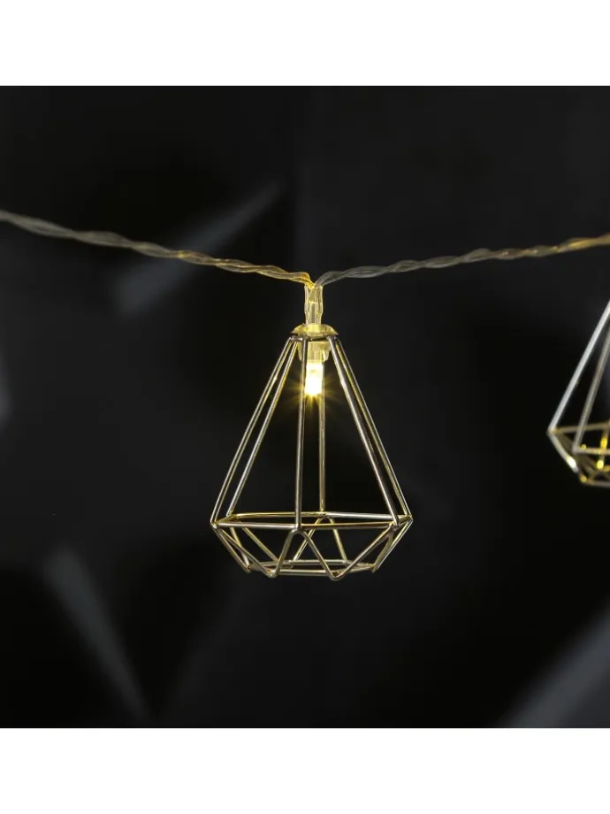 LED Lichterkette DIAMANT 10 kleine beleuchtete Rubine L: 1,6m in silber