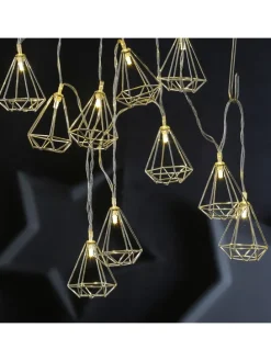 LED Lichterkette DIAMANT 10 kleine beleuchtete Rubine L: 1,6m in silber