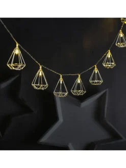 LED Lichterkette DIAMANT 10 kleine beleuchtete Rubine L: 1,6m in silber