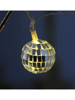 LED Lichterkette Diskokugel 10 kleine Spiegelkugeln L: 1,35m in silber