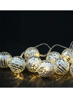 LED Lichterkette Diskokugel 10 kleine Spiegelkugeln L: 1,35m in silber