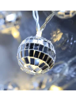 LED Lichterkette Diskokugel 10 kleine Spiegelkugeln L: 1,35m in silber