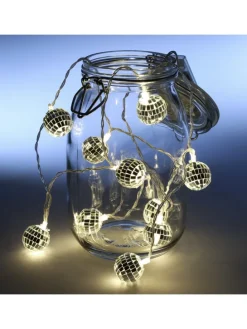 LED Lichterkette Diskokugel 10 kleine Spiegelkugeln L: 1,35m in silber