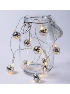 LED Lichterkette Diskokugel 10 kleine Spiegelkugeln L: 1,35m in silber