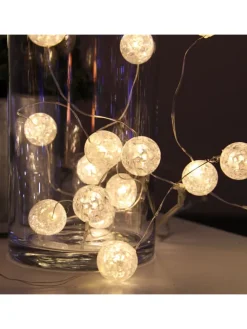 LED Lichterkette Eisglas Kugeln 15 leuchtende Bälle L: 1,4m in transparent