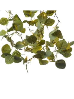 LED Lichterkette Eukalyptus L: 2,9m Timer grüne Blätter Tischdeko