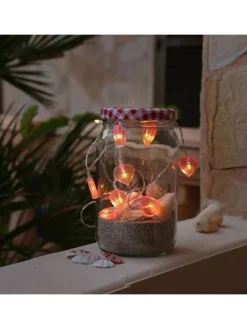 LED Lichterkette Herzen für Valentingstag Muttertag L: 90cm in rosa