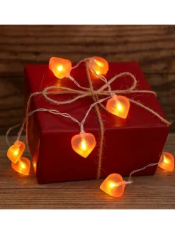 LED Lichterkette Herzen für Valentingstag Muttertag L: 90cm in rosa
