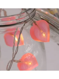 LED Lichterkette Herzen für Valentingstag Muttertag L: 90cm in rosa