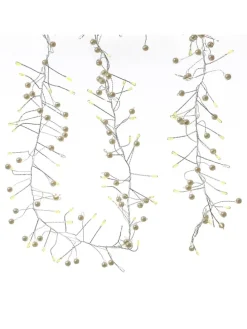 LED Lichterkette Perlen Cluster Dekolichterkette 100LED L: 1,2m Timer in weiß