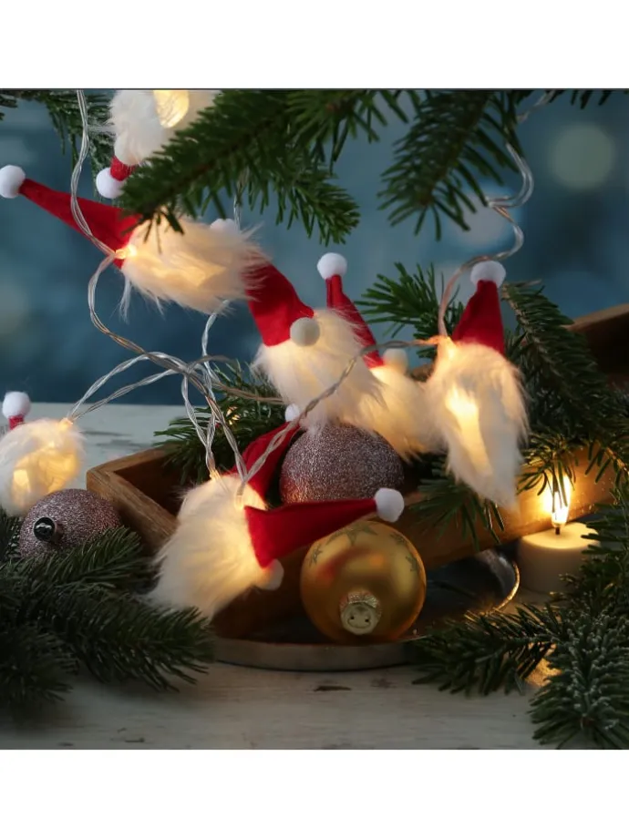 LED Lichterkette Wichtel 10 Weihnachtswichtel L: 1,3m in rot, weiß