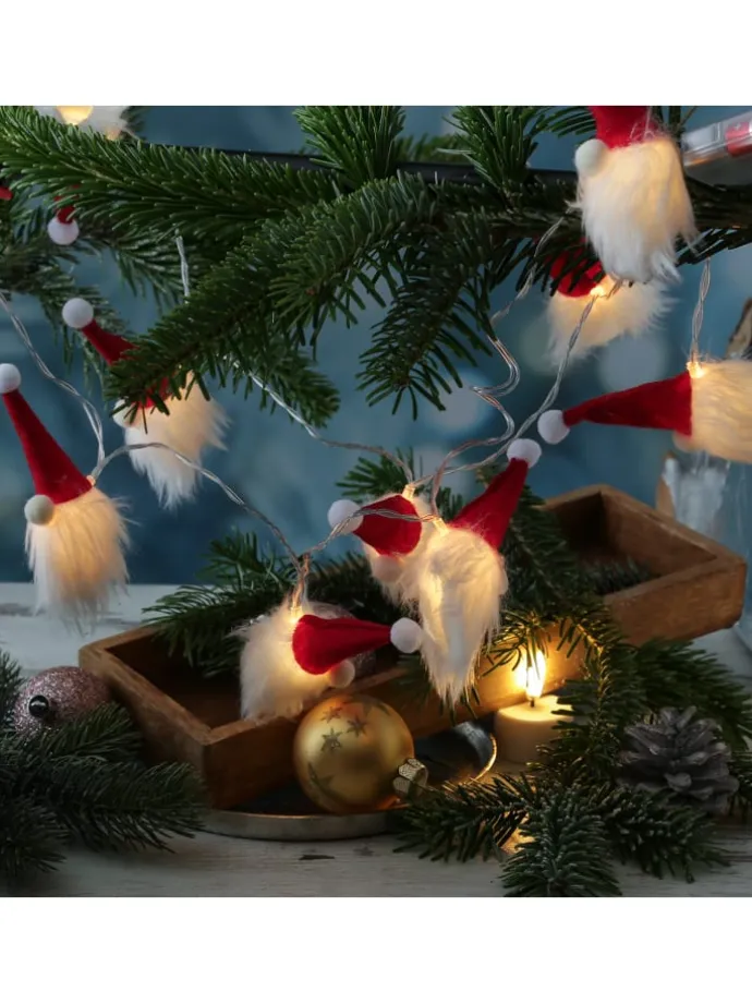 LED Lichterkette Wichtel 10 Weihnachtswichtel L: 1,3m in rot, weiß