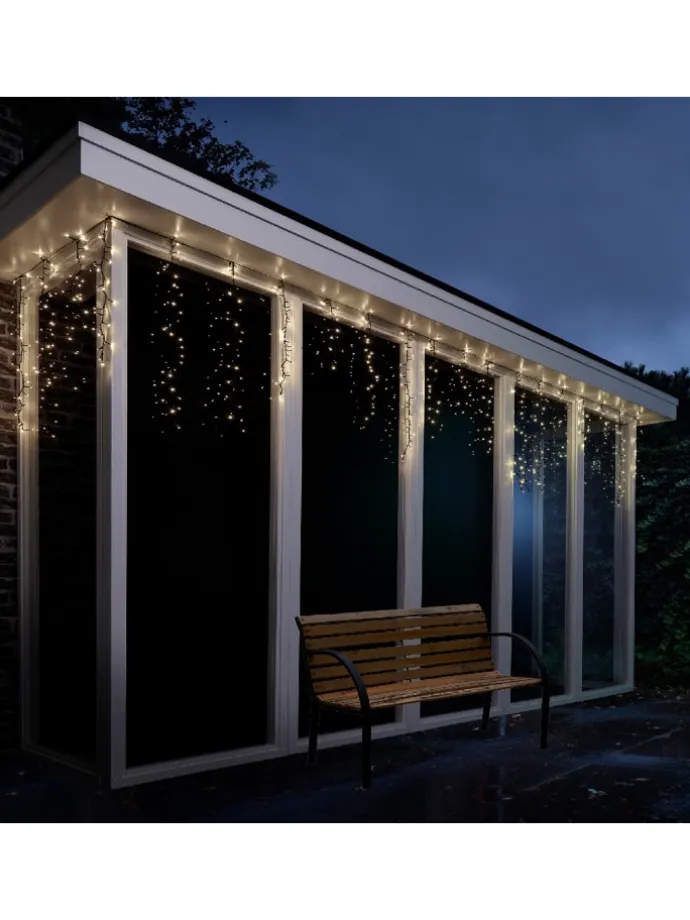 LED Lichtervorhang Eisregen 16 Stränge L: 3,75m in schwarz
