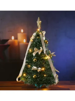 LED Mini Weihnachtsbaum dekoriert beleuchtet H: 50,5cm in grün